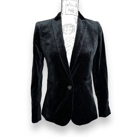 New J. Crew Women's Black Velvet Single Button Blazer Size 2 NWT Style G9101 - Picture 1 of 6